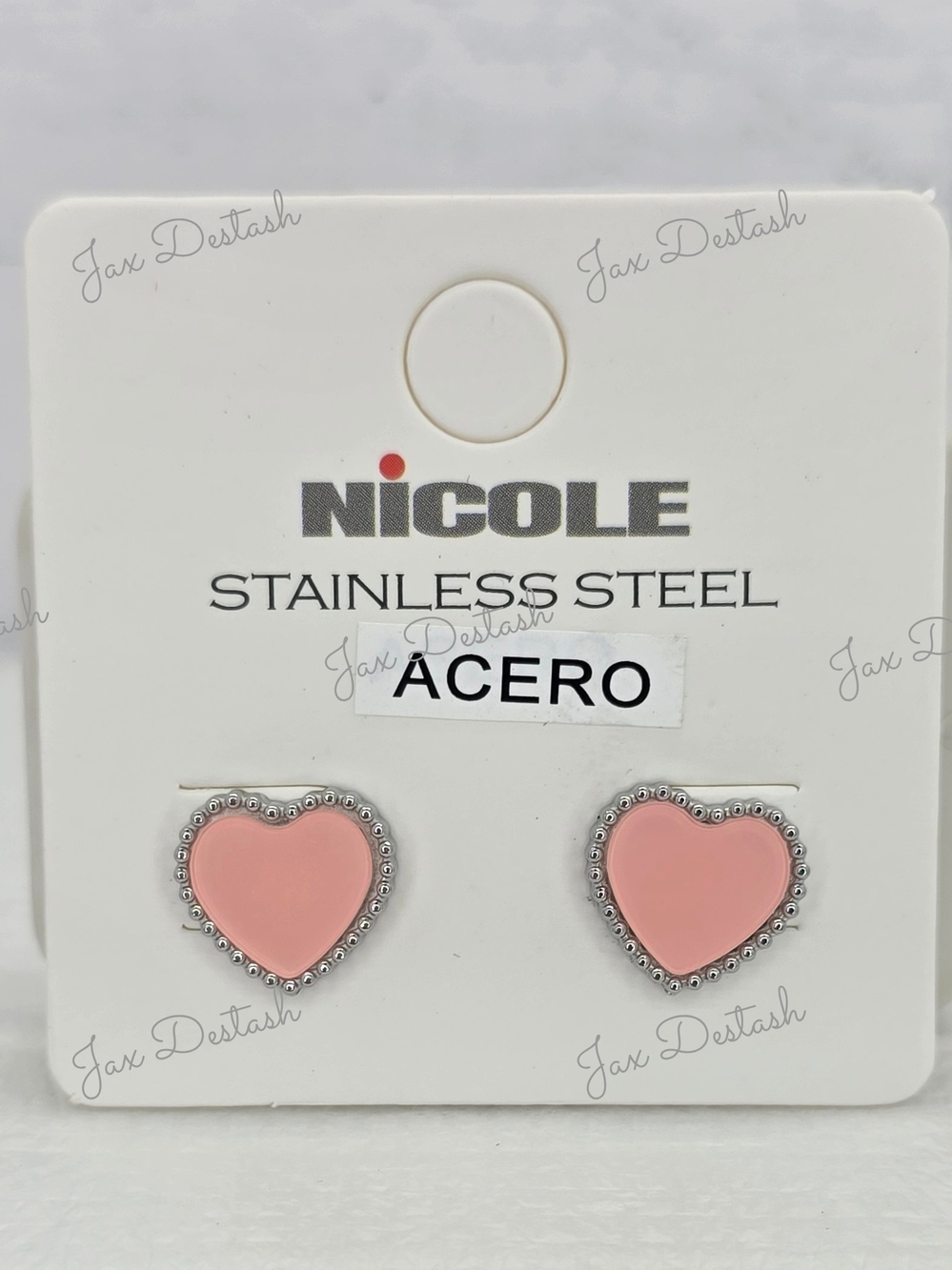 Nicole Peach Heart Enamel Stud Earrings ER3010